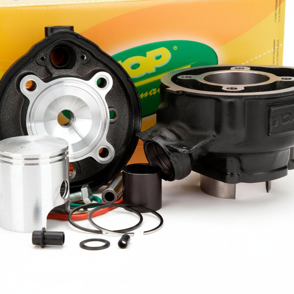 Gruppo Termico 70cc Ø49 in Ghisa per Minarelli AM6 – Kit Completo Pistone Bifascia