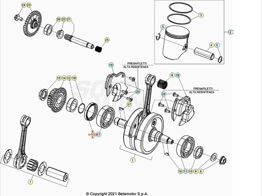 Anello paraolio di banco 38X52X7 lato frizione RR 250/300 2013-2024 Xtrainer 2015-2024