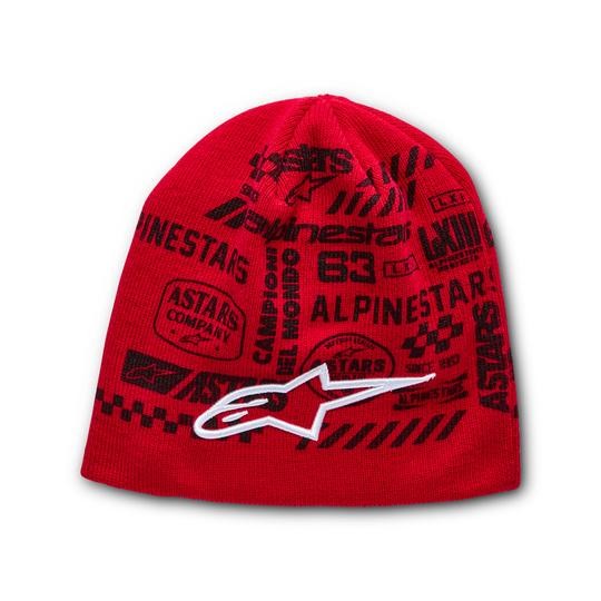 Berretto chaotic beanie Alpinestars logo rosso/nero