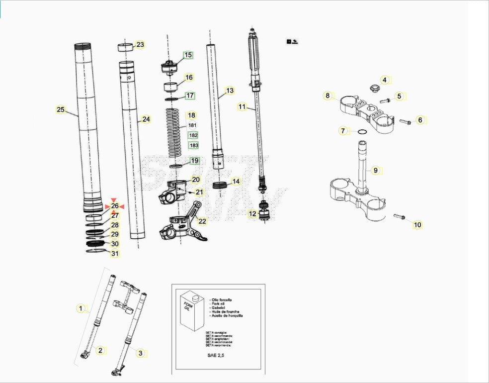 Boccola D.52/48 L15 forcella Sachs 48 Ø Beta RR 250-300 2T 2013/2014 RR 350-400-450-498 4T 2012/2014