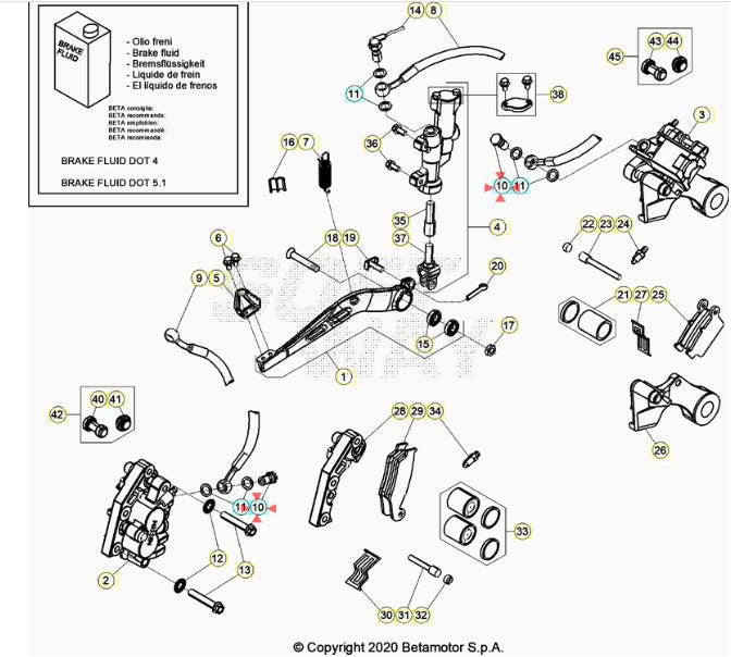 Bullone Forato M10X1,25 Tubo Freno Beta RR/RX 2T-4T (2005-2027) - Xtrainer (2015-2026) - Alp 4.0 (2024-2025) OEM 1165053000