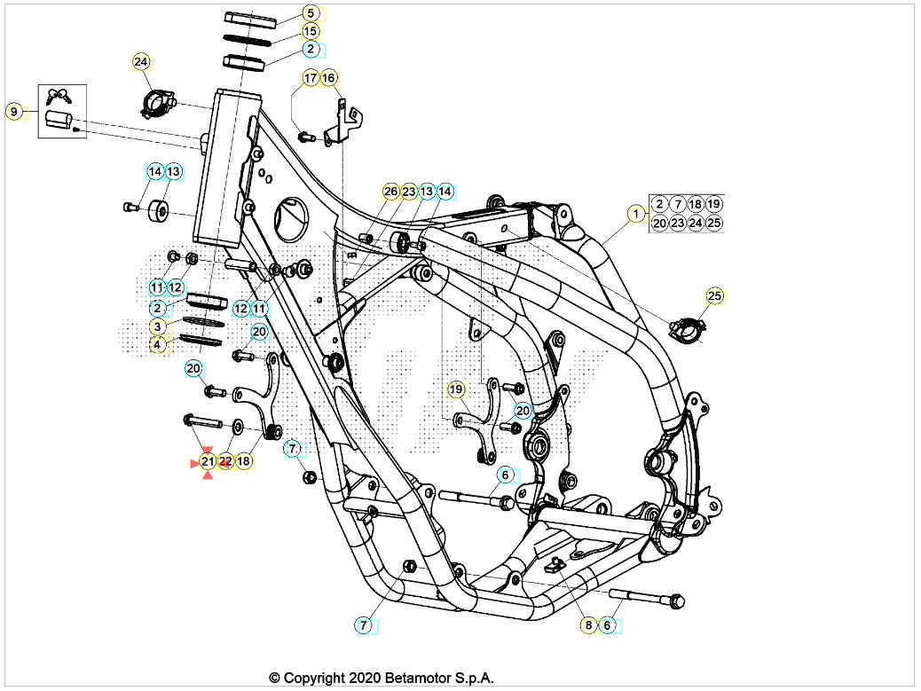 Bullone motore 8x65 Beta RR 350/390/400/430/450/480/498/520 4T 2011-2020 RR 250/300 2T 2020