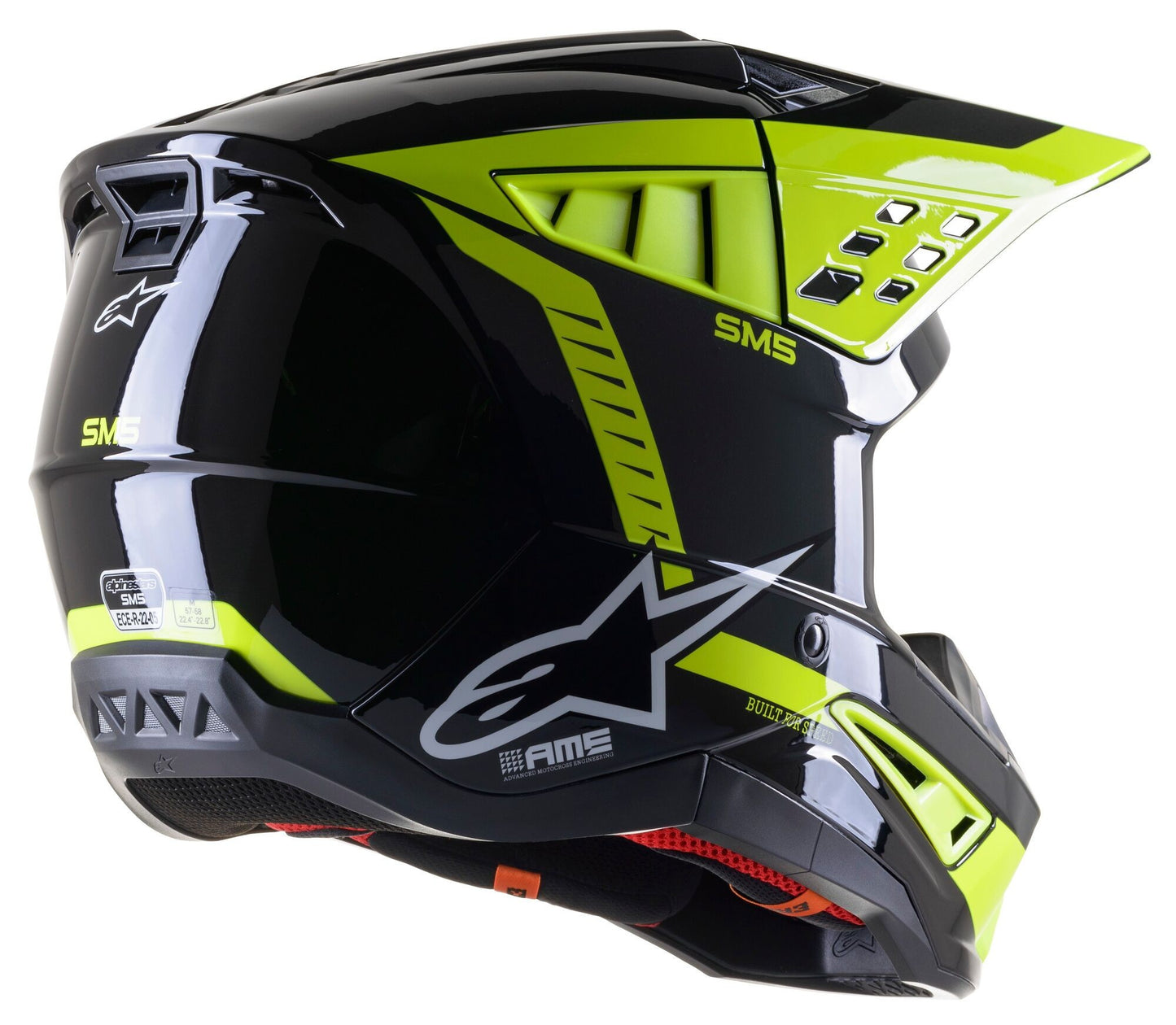 Casco cross S-M5 Beam Nero Antracite Giallo fluo lucido Alpinestars