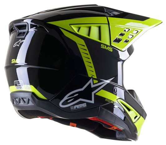 Casco cross S-M5 Beam Nero Antracite Giallo fluo lucido Alpinestars