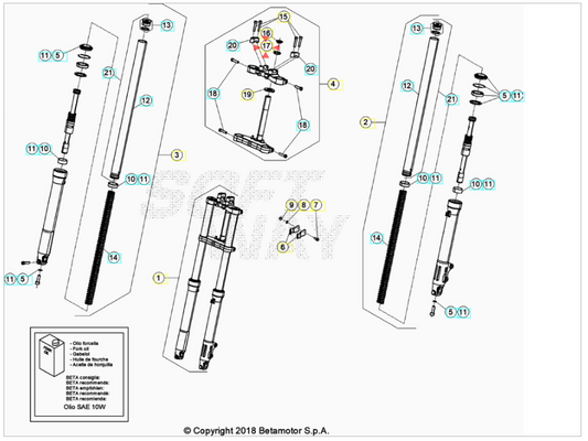 Dado cannotto forcella Beta RR 50 Enduro/Motard Standard 2012-2024