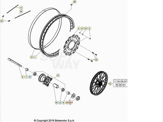 DADO RUOTA ANTERIORE BETA RR 50 MOTARD STD 2009/2026 ENDURO STD 2010/2026