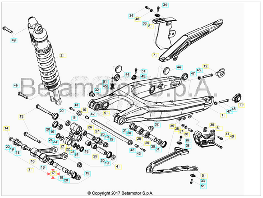 Distanziale Bielletta Beta RR 125/200/250/300 2T 2013-2025 RR 350/390/400/430/450/480/498 4T 2010-2025