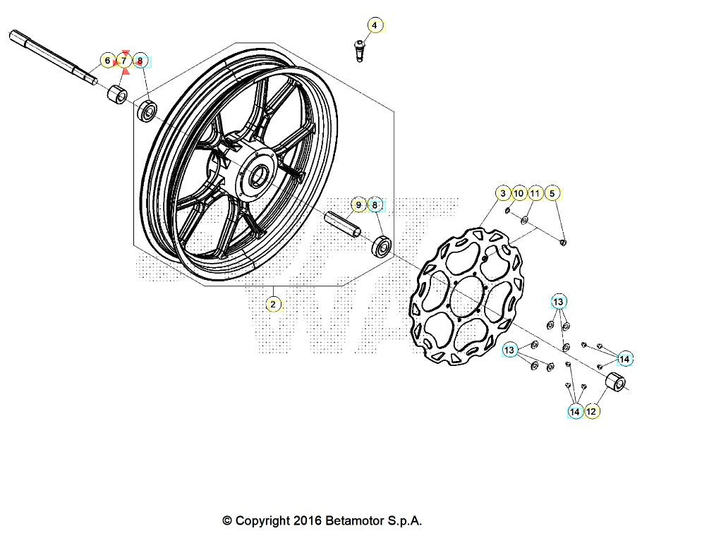 Distanziale mozzo ruota posteriore lato disco Beta RR 50 (2005-2025) RR 125 4T (2007-2016) RE 125 4T (2008-2016) OEM 1385728000
