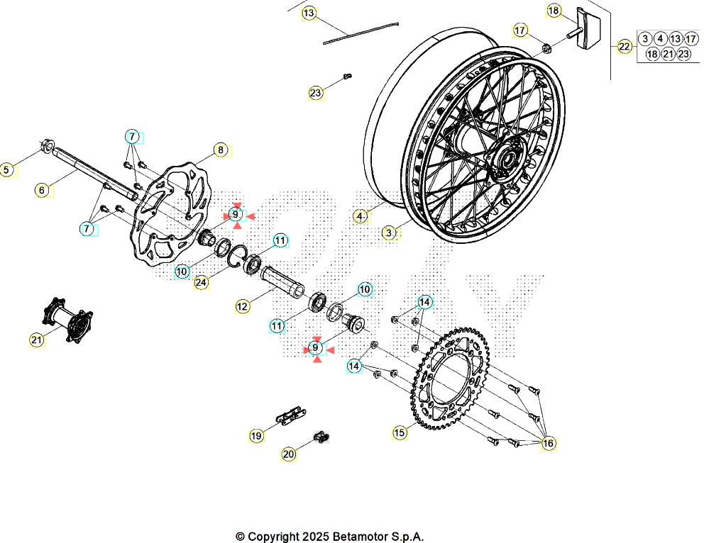 Distanziale ruota posteriore Beta RR 125/200/250/300 2T RR 350/390/430/480 4T RACE 2025 X-PRO 2026