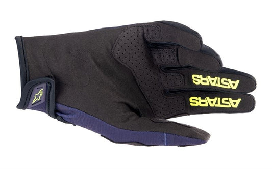 Guanti Cross Techstar blu navy oro Alpinestars