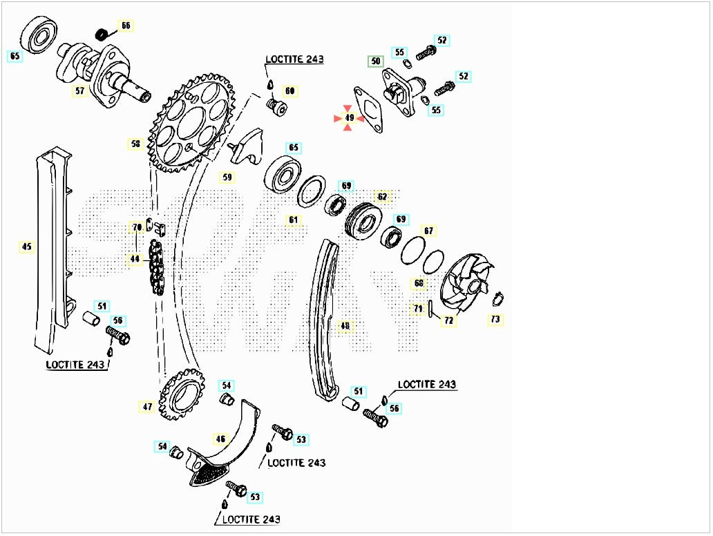 Guarnizione tensionatore catena Beta RR 400/450/525 4T 2005-2009