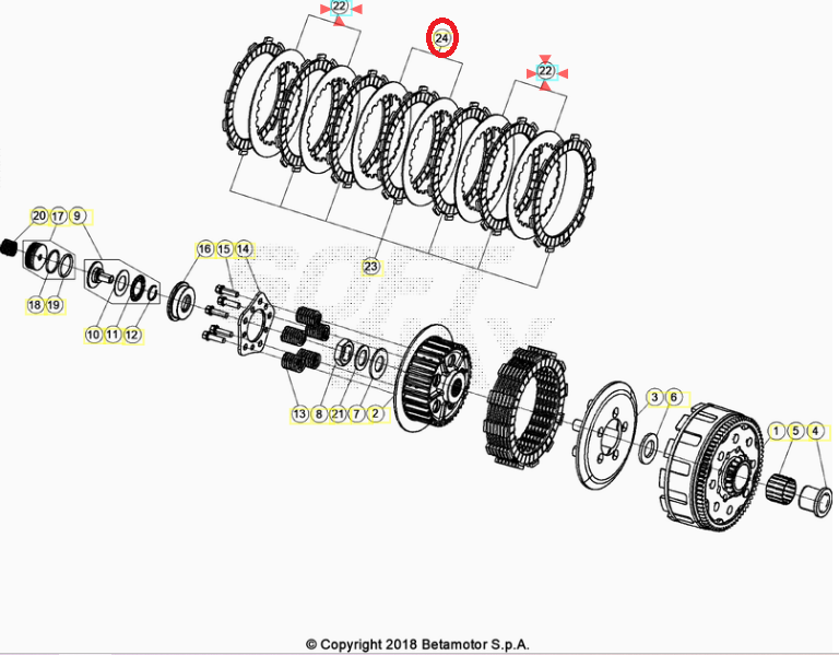 Kit dischi frizione acciaio Beta RR 125 2T 2018-2024