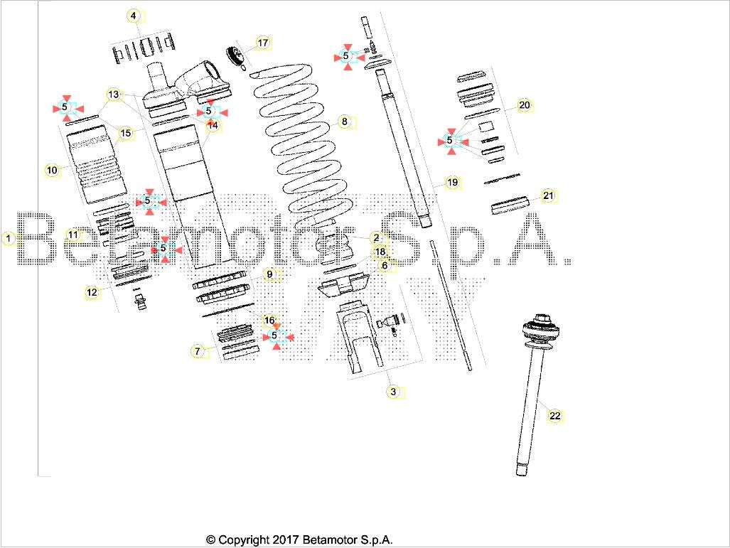 Kit revisione guarnizioni ammortizzatore Beta RR 125/250/300 2T RR 350/390/400/430/450/480/498 4T 2013-2018