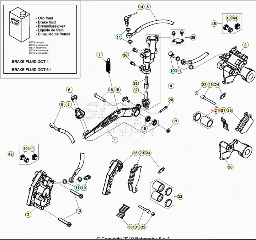 Nissin Rear Brake Caliper Repair Kit Beta RR / RX 2T-4T (2005-2026) - Xtrainer (2015-2026) OEM 037360188200
