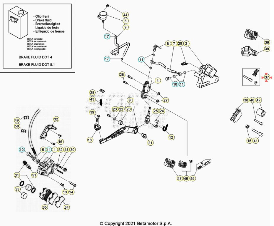 Caliper spare parts kit (pins-grub screws) Beta RR 50 2005/2025 RR 125 4T 2005/2025 Alp 125/200