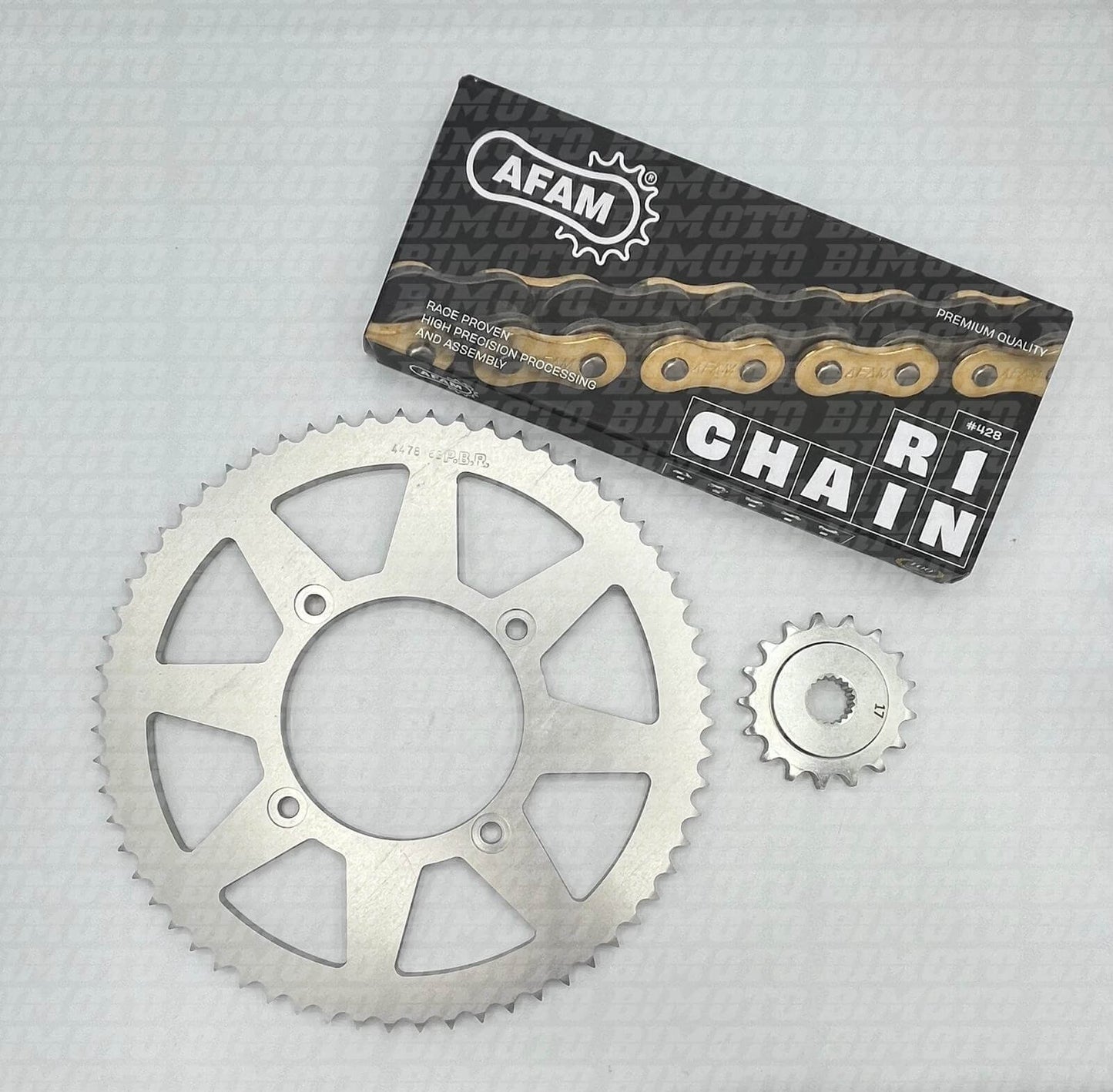 Kit Trasmissione Passo 428 Beta RR 125 4T T Enduro (2023-2026) Catena e Corona AFAM, Pignone Originale