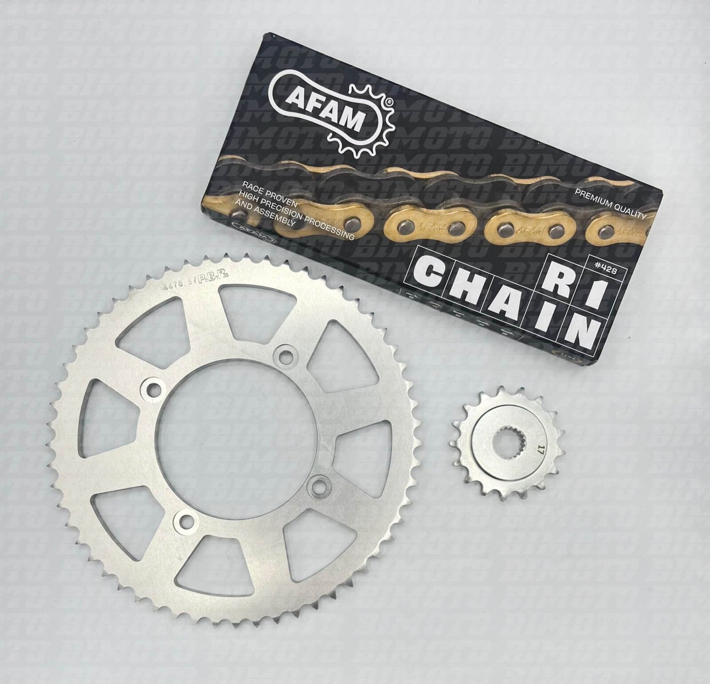 Kit Trasmissione Passo 428 Beta RR 125 4T T Motard (2023-2026) Catena AFAM, Corona PBR, Pignone Originale