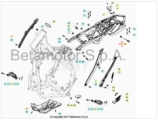 Molla bottone serratura sella Beta RR 125/200/250/300 2T 2013-2020 RR 350/390/400/430/450/480/498/520 4T 2010-2020