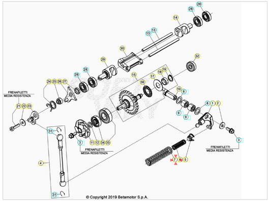 Molla regolazione valvola di scarico Beta Xtrainer 250/300 2015-2022 RR 125 2T 2018-2021 RR 300 2T 2019-2022