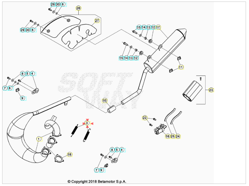 Molla tubo scarico Beta RR 50 Enduro-Motard 2005/2024