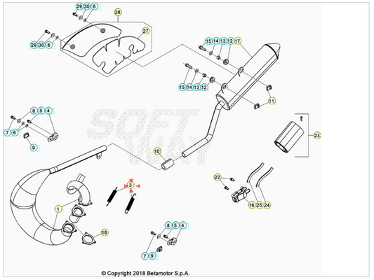Molla tubo scarico Beta RR 50 Enduro-Motard 2005/2024