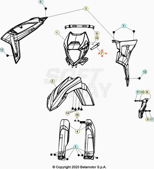 Passacavo Mascherina Grigio Beta RR 2T-4T (2020-2024) - Xtrainer (2020-2025) - RR 50 2T (2021-2026)