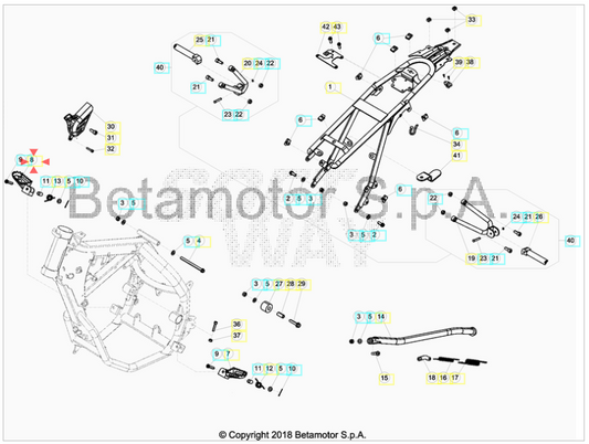 Pedana poggiapiedi destra Beta RR 50 Enduro/Motard 2005-2019