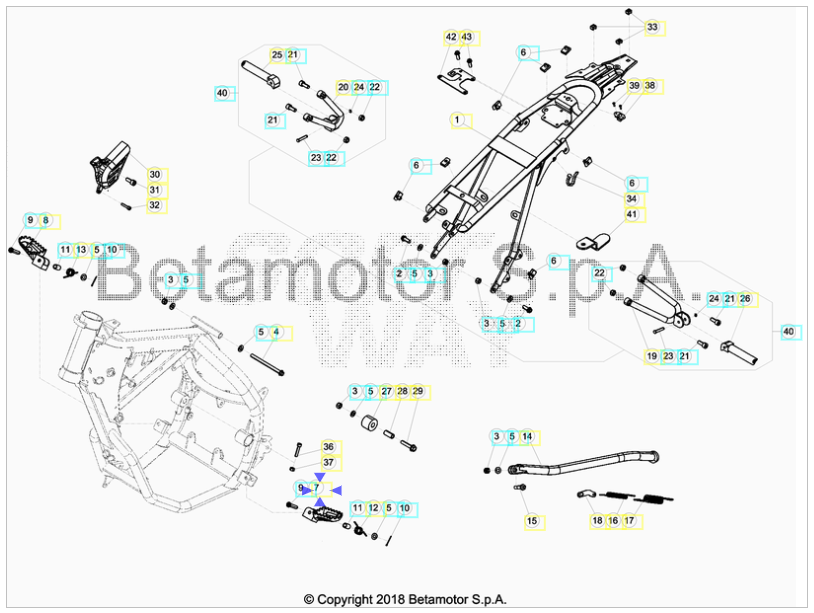 Pedana poggiapiedi sinistra Beta RR 50 Enduro/Motard 2005-2019