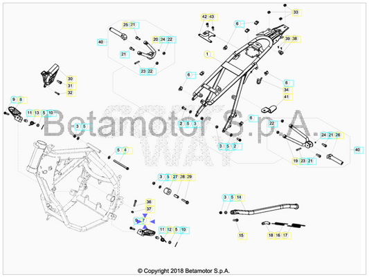 Pedana poggiapiedi sinistra Beta RR 50 Enduro/Motard 2005-2019