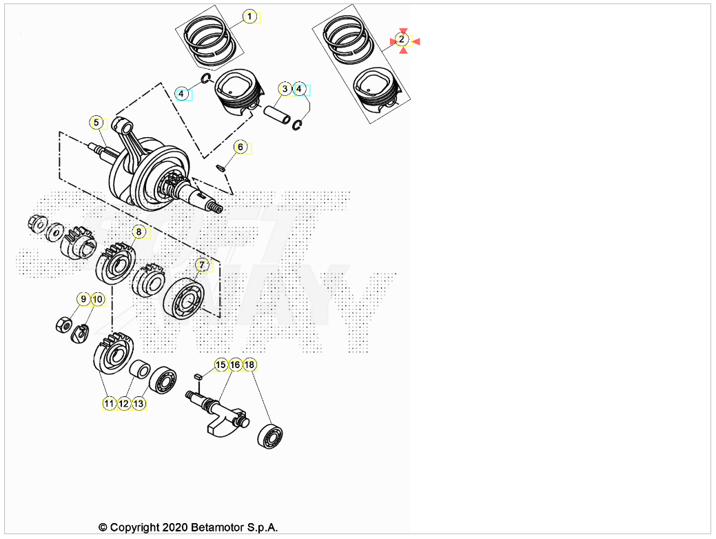 Pistone Beta RR 125 4T LC 2013-2020