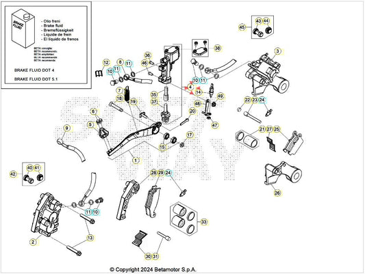 Pompa freno Beta RR 250/300 2T 350/390/430/480 4T RACING MY24 RR 125/200/250/300 2T RR 350/390/430/480 4T X-PRO/RACE MY25