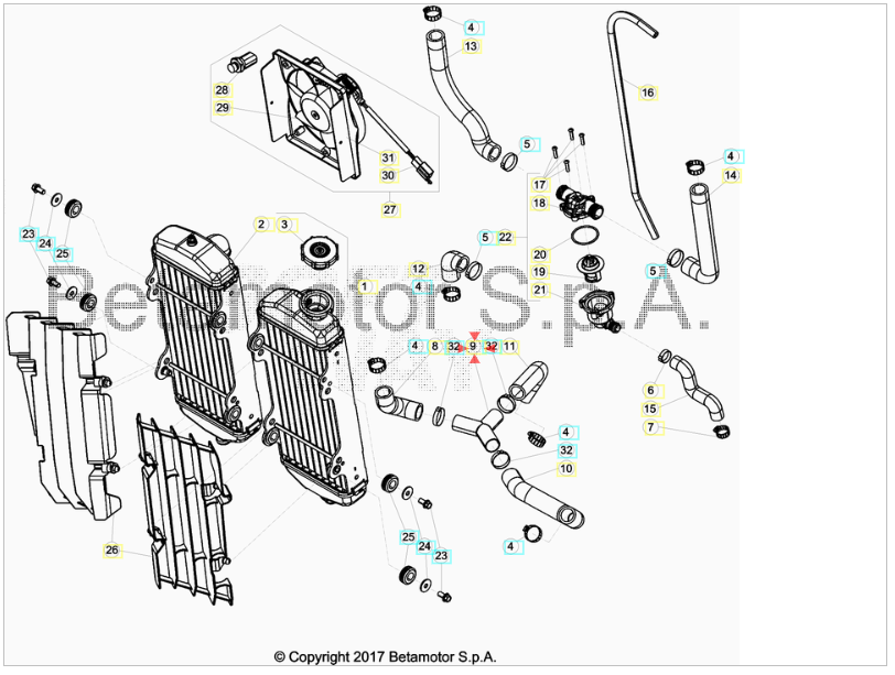 Raccordo a Y Beta RR 350-390-400-430-450-480-498-520-525 2011-2019 Xtrainer 2015-2023