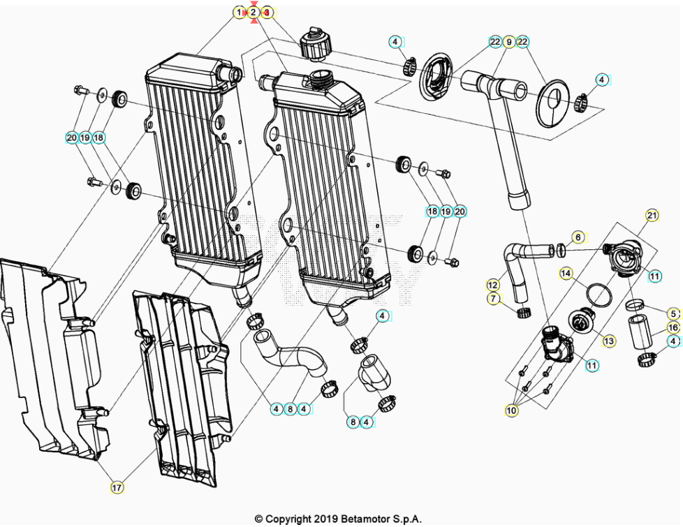 Radiatore Sinitro Beta RR - RX 350/390/430/480 4T (2024-2025) OEM 049390090000