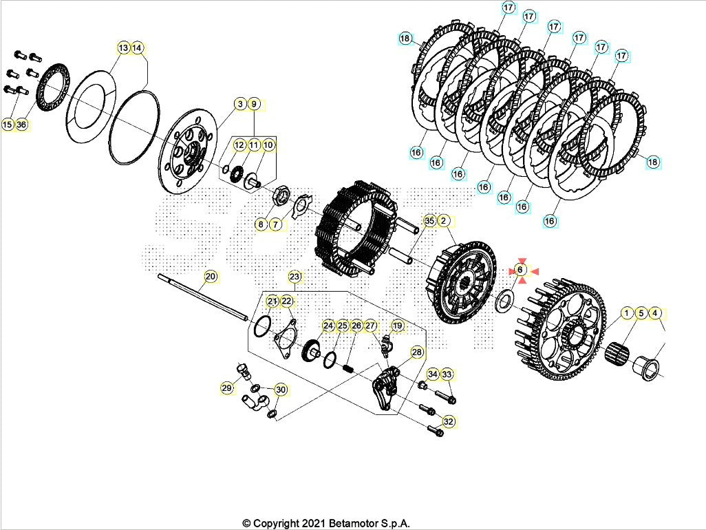 Rondella 21,7.38.3 Beta RR 250/300 2T 2013-2024 RR 350/390/400/430/450/480/498/520 4T 2010-2024