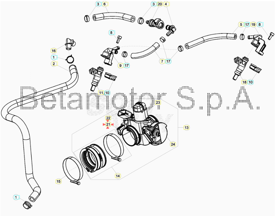 Sensore posizione valvola a farfalla Beta RR 4T 350/390/430/480 2015/2023