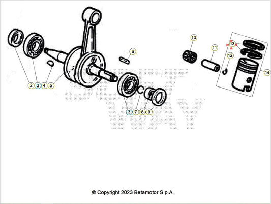 Serie segmenti D.40,3X1,2 Beta RR 50 2T (2005-2026) OEM 3402280000