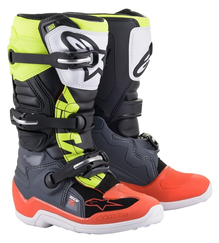 Stivali Cross Bambino Tech 7S Grigio Rosso Giallo Alpinestars