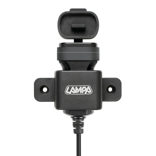 Usb Fix Omega, caricatore Usb con fissaggio a vite e connettori a forcella - 12/24V