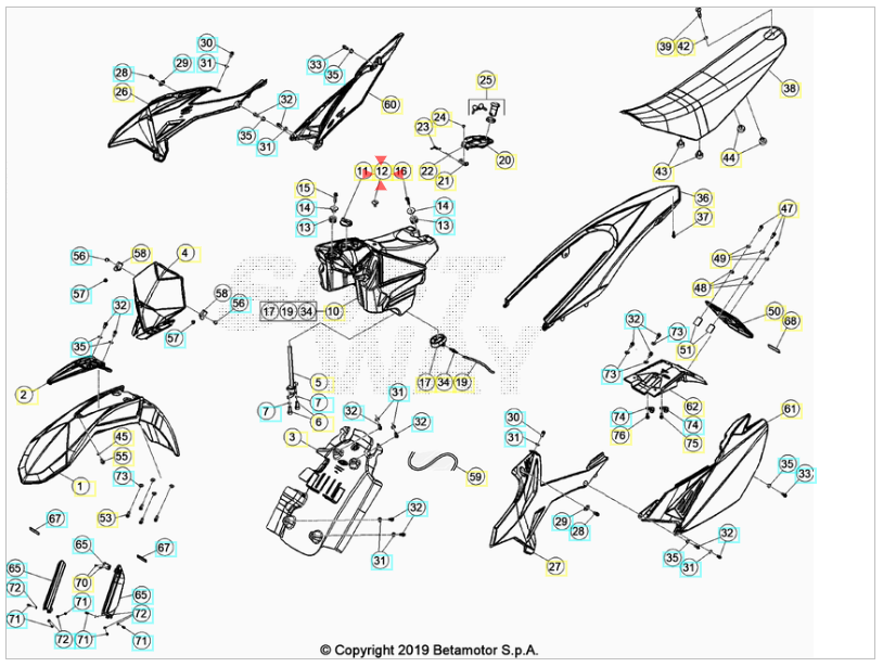 Vite speciale bloccaggio sella Beta RR 2T-4T 2005-2024 RR 50 2005-2023 RR 125 4T LC 2013-2023