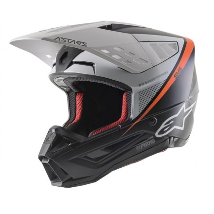 Casco cross S-M5 Rayon Nero Bianco Arancio fluo opaco Alpinestars