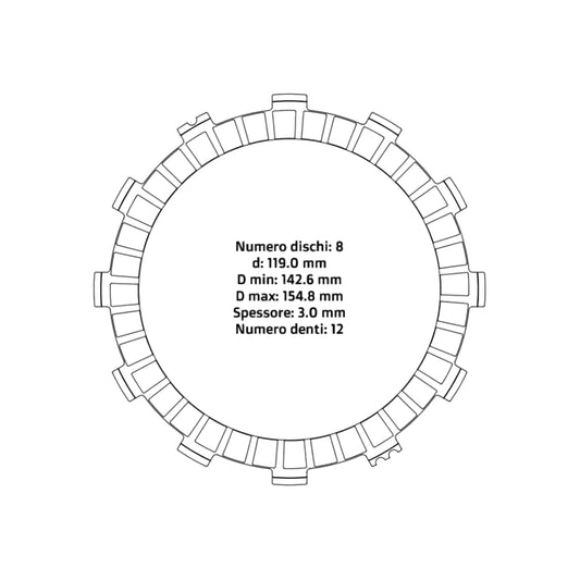 Clutch plate kit with friction plates Beta RR 2T 2013/2017 RR 4T 2011/2017