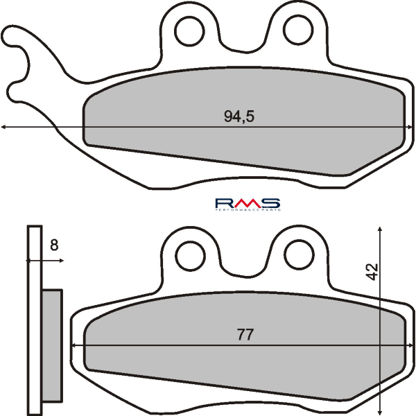 Pastiglie freno anteriori organiche RMS Beta RR 50 2T (2005-2026) RR 125 4T LC (2013-2016, 2023-2026)