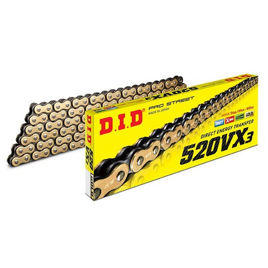 Catena Trasmissione DID 520 X-Ring VX3 G&B 120 Maglie Oro/Nero – Alta Resistenza Enduro Off-Road