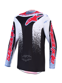 Maglia Cross Alpinestars Fluid Drag Nero/Bianco/Azzurro/Rosso Fluo
