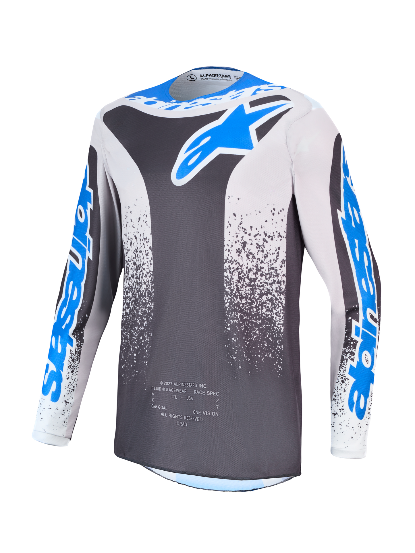 Maglia Cross Alpinestars Fluid Drag Grigio/Azzurro/Bianco