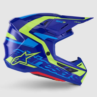 compare product Casco Cross Alpinestars S-M7 Deed Blu / Giallo Fluo