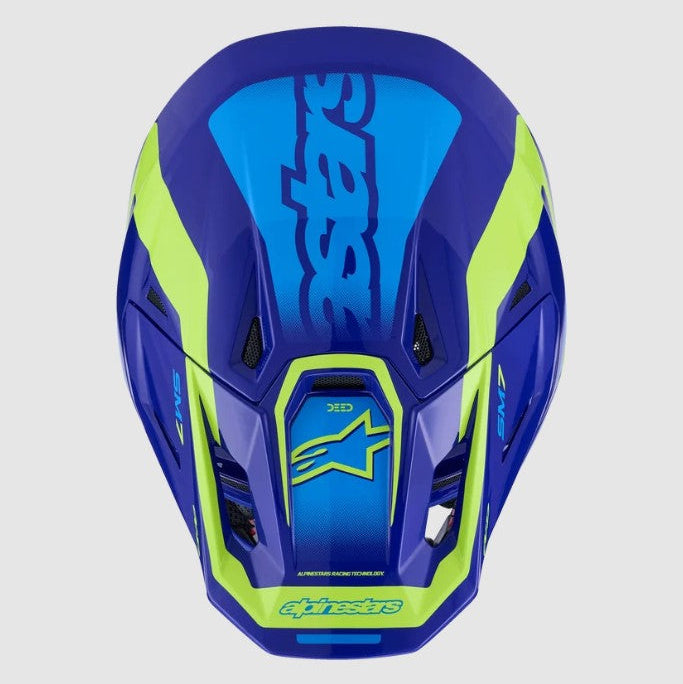 Casco Cross Alpinestars S-M7 Deed Blu / Giallo Fluo