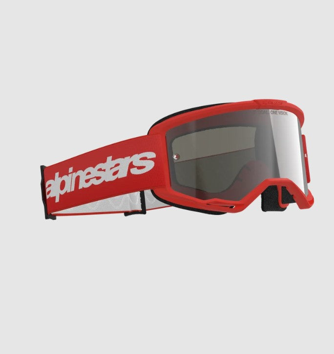 Maschera Alpinestars Vision 3 Wordmark Rosso Lente Specchiata Argento