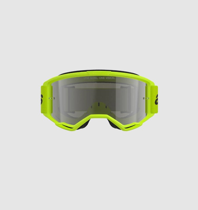 Maschera Alpinestars Vision 3 Wordmark Giallo Lente Specchiata Argento