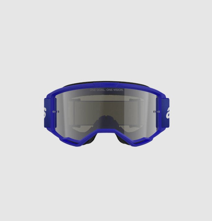 Maschera Alpinestars Vision 3 Wordmark Blu Lente Specchiata Argento